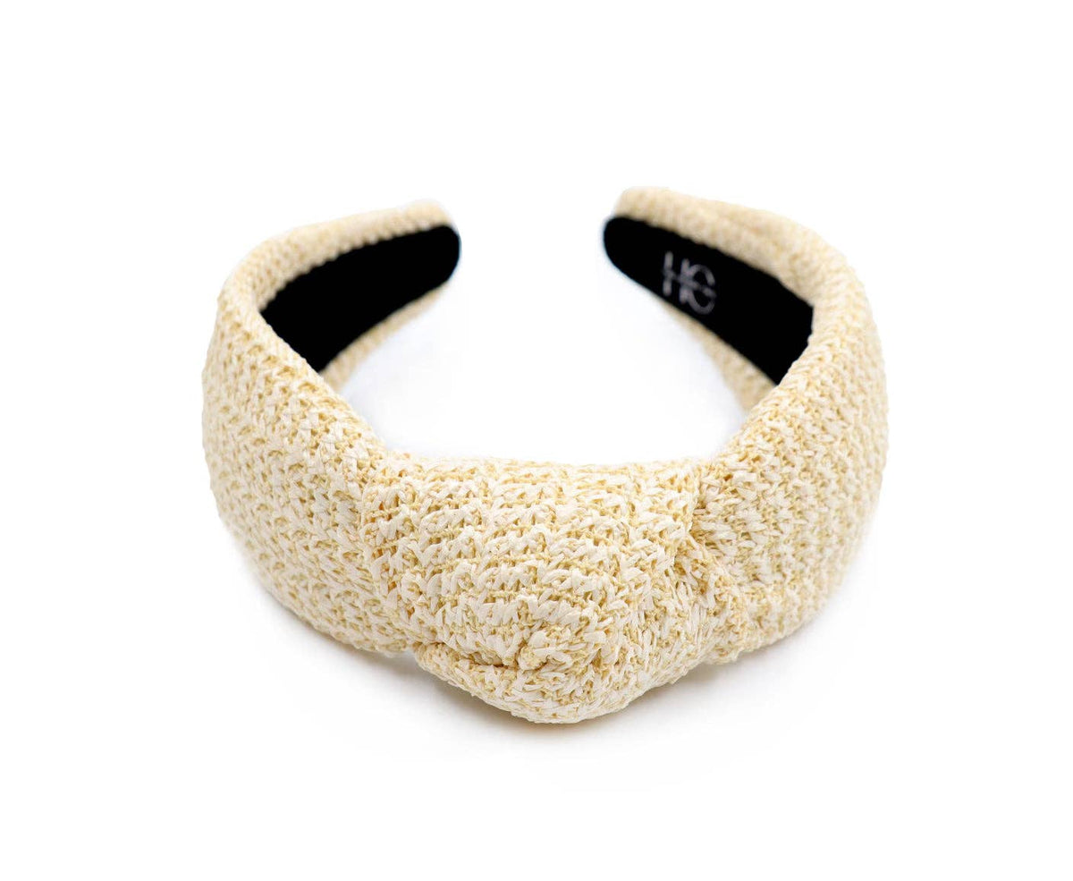 Adult Cream Raffia Knotted Headband