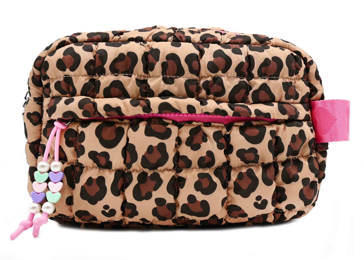 OMG Quilted Scrunchies Leopard Pouch