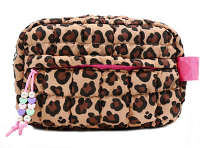 OMG Quilted Scrunchies Leopard Pouch