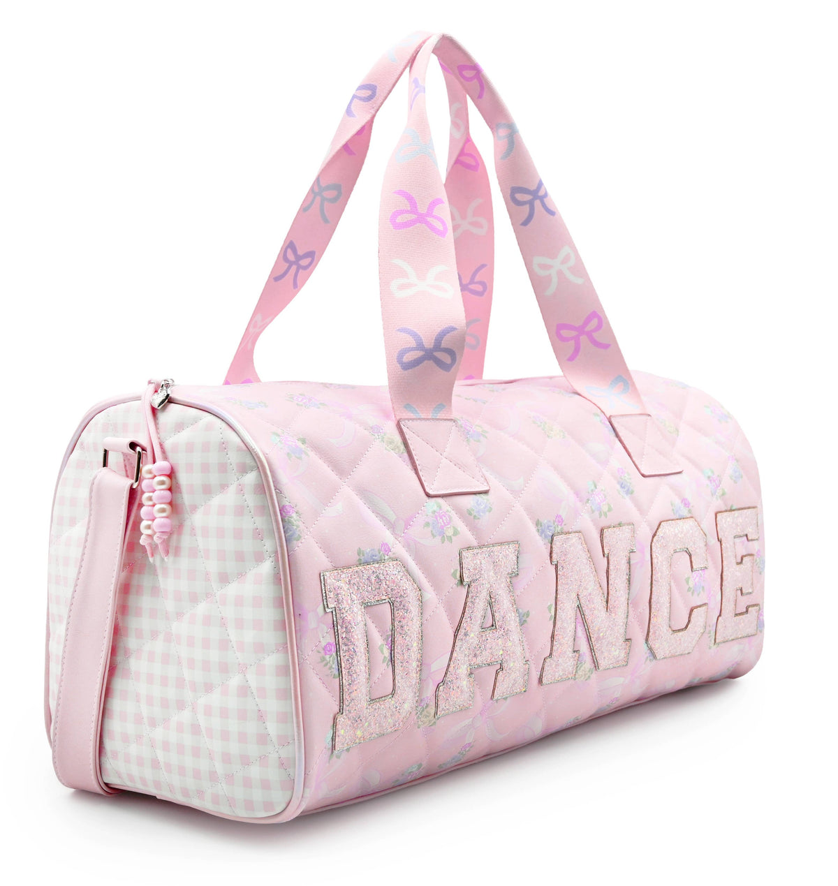 OMG 'DANCE' Floral Bow Printed Quilted Large Duffle Bag