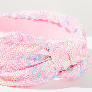 Kid and Tween Rainbow Sequin Knotted Headband