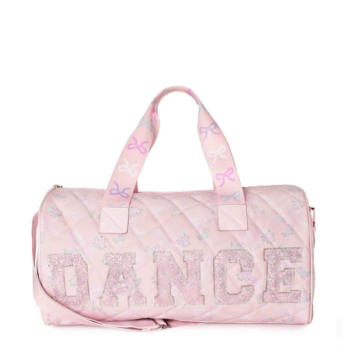 OMG 'DANCE' Floral Bow Printed Quilted Large Duffle Bag