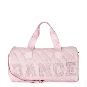 OMG 'DANCE' Floral Bow Printed Quilted Large Duffle Bag