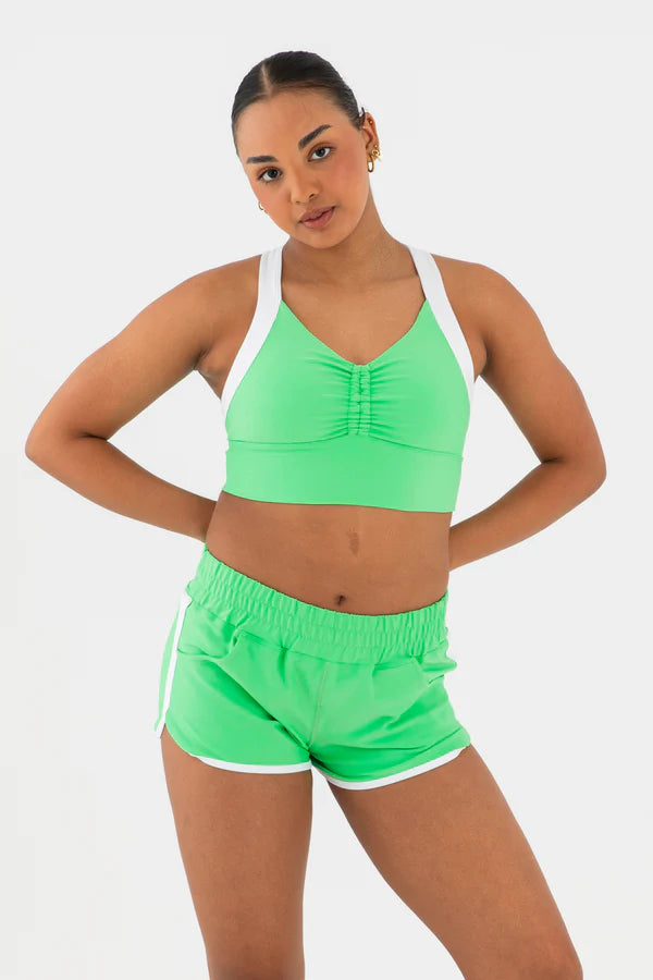 Every Turn Showstopper Long-Line Crop Top /Aerobic Short Set