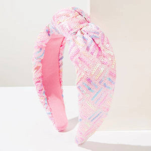Kid and Tween Rainbow Sequin Knotted Headband
