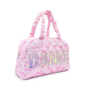 OMG 'DANCE' Quilted Bow Print Medium Duffle Bag