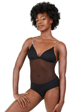 CAPEZIO 3763W PLUNGE NECK MESH MIDRIFF LEOTARD - Fanci Footworks