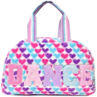 OMG SDB218 DANCE HEART-PRINTED PLUSH MEDIUM DUFFLE BAG - Fanci Footworks