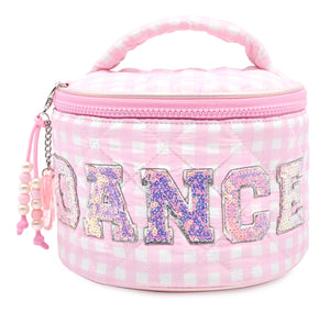 OMG 'DANCE' Quilted Gingham Round Glam Bag with Charm