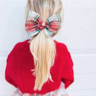 Sweet Wink Christmas Plaid Tulle Bow Clip