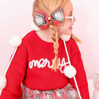 Sweet Wink Christmas Plaid Tulle Bow Clip