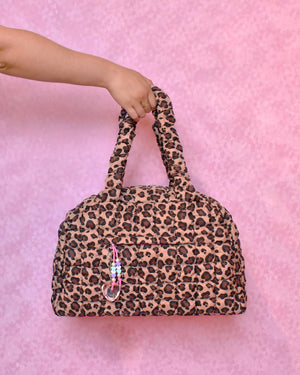 OMG Quilted Scrunchies Leopard Printed Medium Duffle Bag