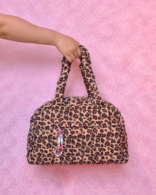 OMG Quilted Scrunchies Leopard Printed Medium Duffle Bag