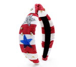 Kid and Tween Red and White Striped Fourth of July Knotted Headband
