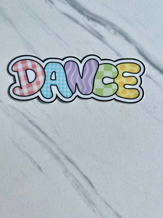 Dance Patchwork Sticker w/ Colorful Patterned Letters