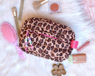 OMG Quilted Scrunchies Leopard Pouch