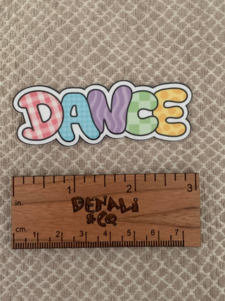 Dance Patchwork Sticker w/ Colorful Patterned Letters