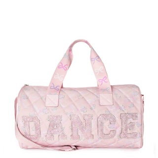 OMG 'DANCE' Floral Bow Printed Quilted Large Duffle Bag