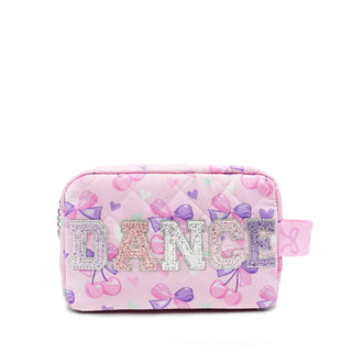 OMG 'DANCE' Cherry Bow Printed Quilted Pouch