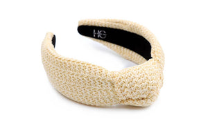 Adult Cream Raffia Knotted Headband