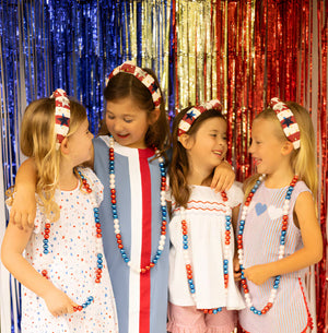 Kid and Tween Red and White Striped Fourth of July Knotted Headband