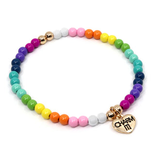 CHARM IT! CIBB105 Gold Rainbow Stretch Bead Bracelet