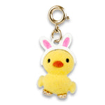 CHARM IT! CICC1563 Gold Fuzzy Bunny Ears Chick Charm