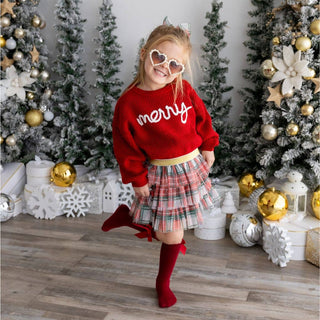 Sweet Wink Christmas Plaid Tulle Bow Clip