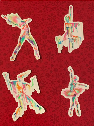 Paint Splash Dancer Ballerina Dance Sticker, 2.3” x 4”
