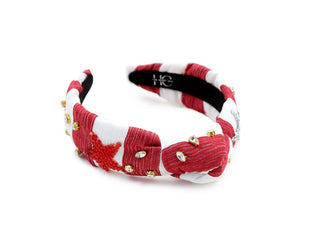 Kid and Tween Red and White Striped Fourth of July Knotted Headband