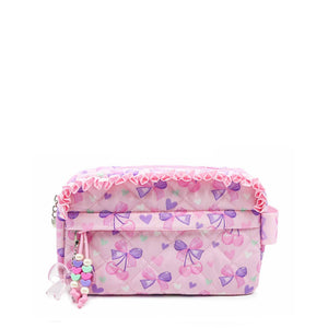 OMG Quilted Cherry Bow Printed Pouch with Charm