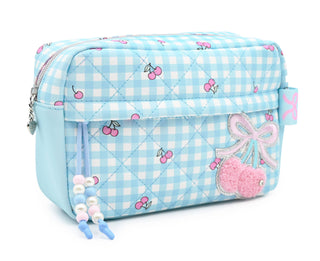 OMG Quilted Cherry and Gingham Printed Pouch