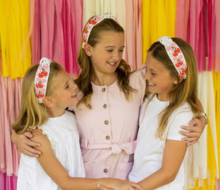 Red Cherry & Pink Bow Beaded Knotted Headband
