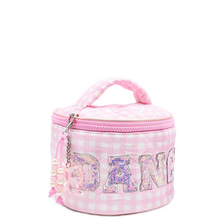 OMG 'DANCE' Quilted Gingham Round Glam Bag with Charm
