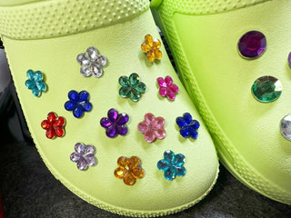 Colorful GEM colorful round and flowers Theme Unique Special Croc Shoes - Fanci Footworks