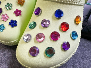 Colorful GEM colorful round and flowers Theme Unique Special Croc Shoes - Fanci Footworks