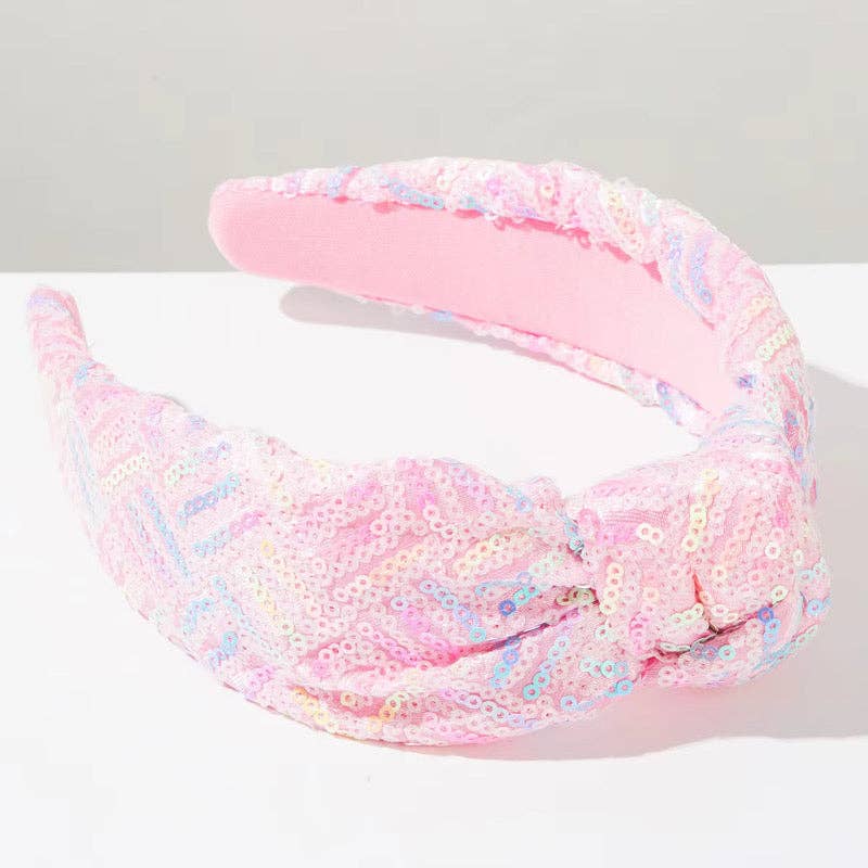 Kid and Tween Rainbow Sequin Knotted Headband
