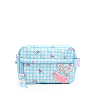 OMG Quilted Cherry and Gingham Printed Pouch