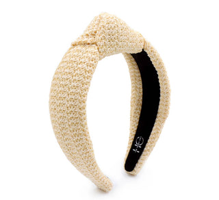 Adult Cream Raffia Knotted Headband