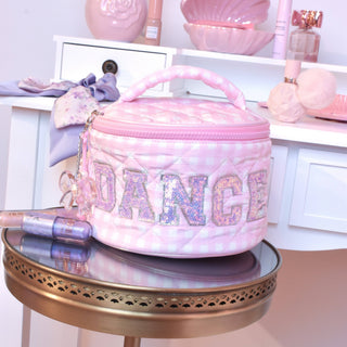 OMG 'DANCE' Quilted Gingham Round Glam Bag with Charm