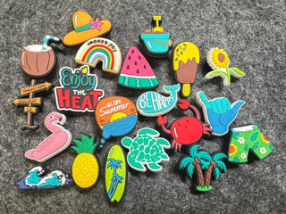 Hot Summer Theme Fancy shoe charms Vacation beach sand surfing and more - Fanci Footworks