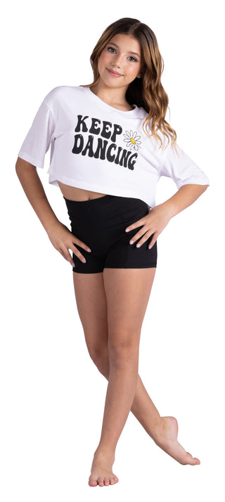 Danznmotion 26314C Keep Dancing Boxy Crop Tee