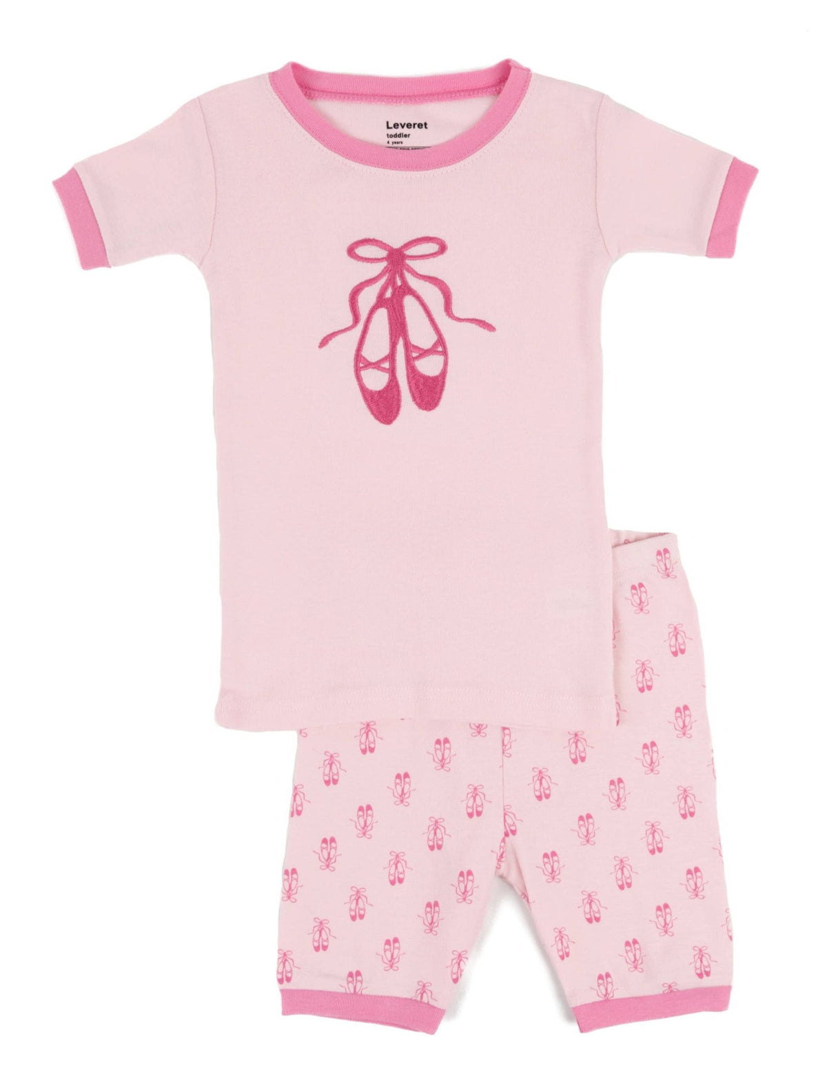 Kids Two Piece Ballet Shoes Cotton Short Pajamas Print - Fanci Footworks
