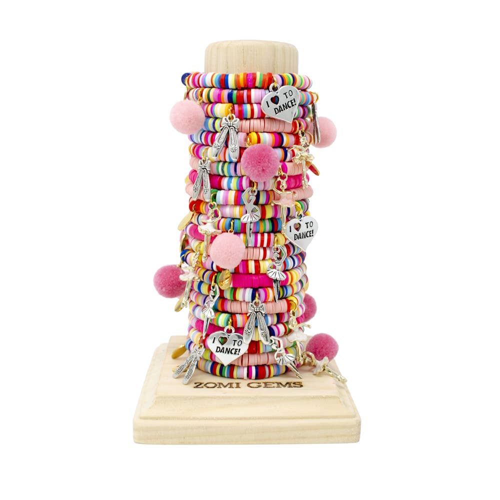 Rainbow Pom Pom Dance Bracelet Tower - Fanci Footworks