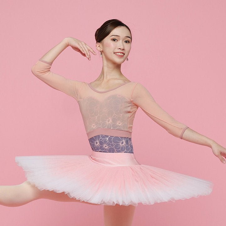 BALLEWEAR TITANIA LEOTARD GREY & NEW YORK PINK FLORAL - Fanci Footworks
