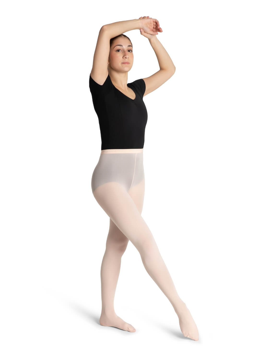 Capezio Essentials Footless Ballet Dance Tights Pink Black Light