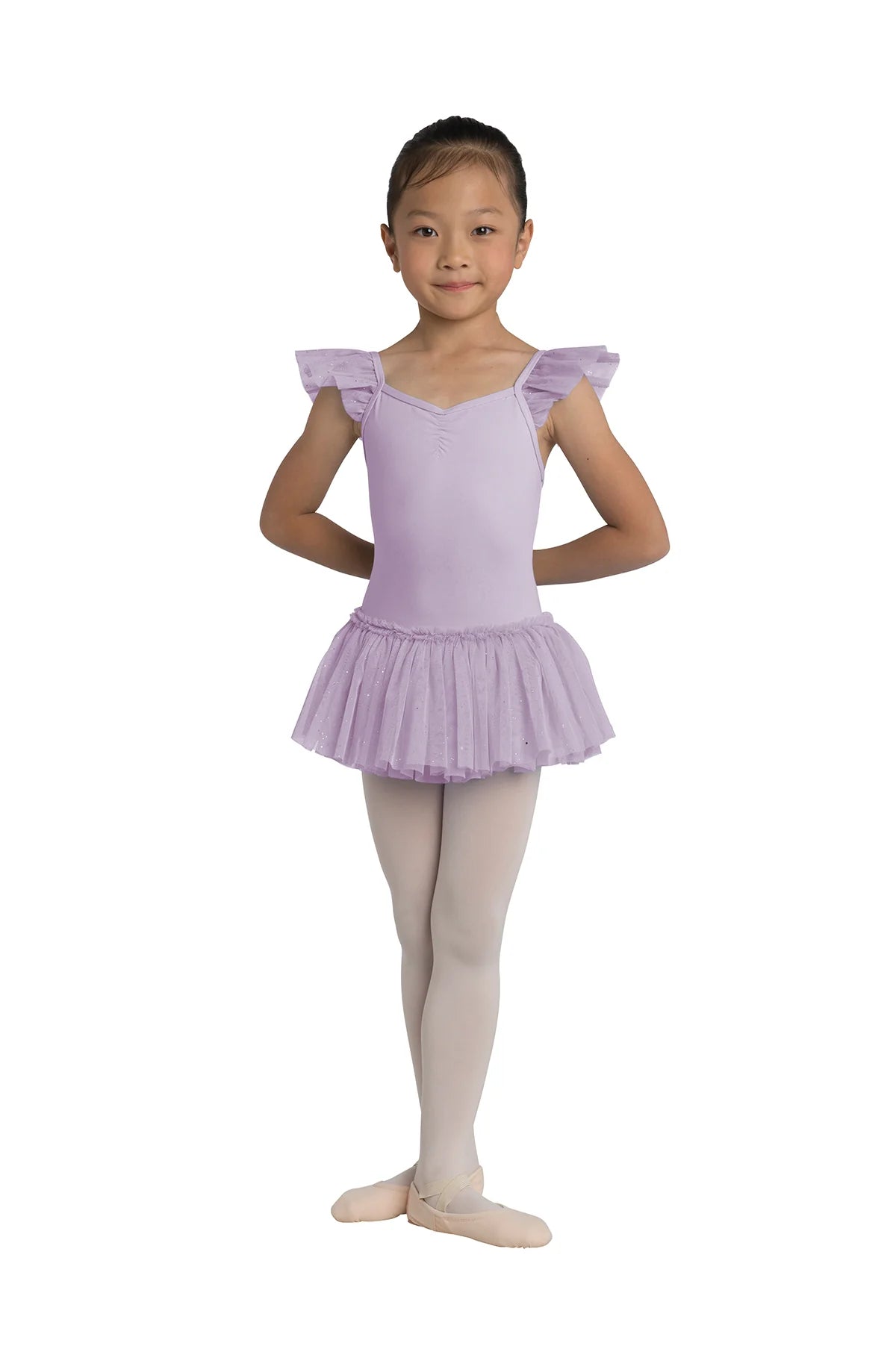 DANZNMOTION 2462C PENELOPE FLUTTER SLEEVE DRESS - Fanci Footworks